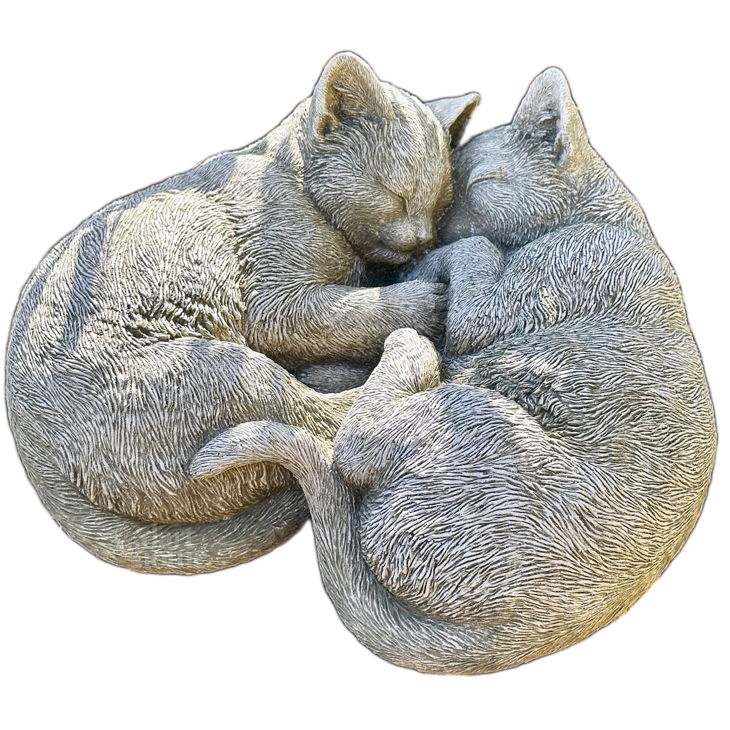 Stone Cuddling Love Cats Sculpture