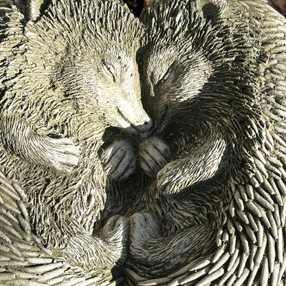 Stone Cuddling Love Hedgehogs Sculpture