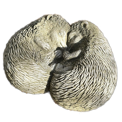 Stone Cuddling Love Hedgehogs Sculpture