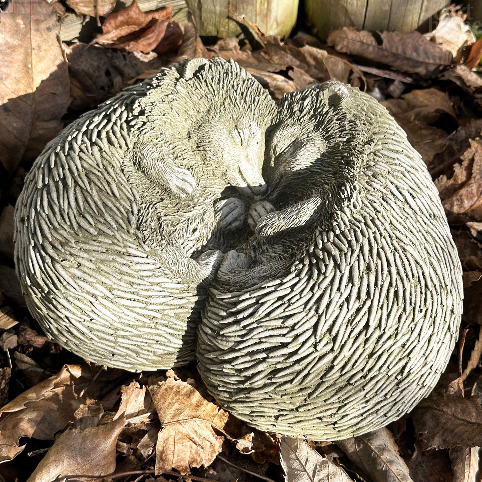 Stone Cuddling Love Hedgehogs Sculpture