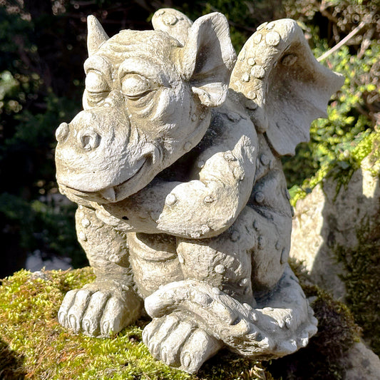 Stone Snoozing Dragon Sculpture