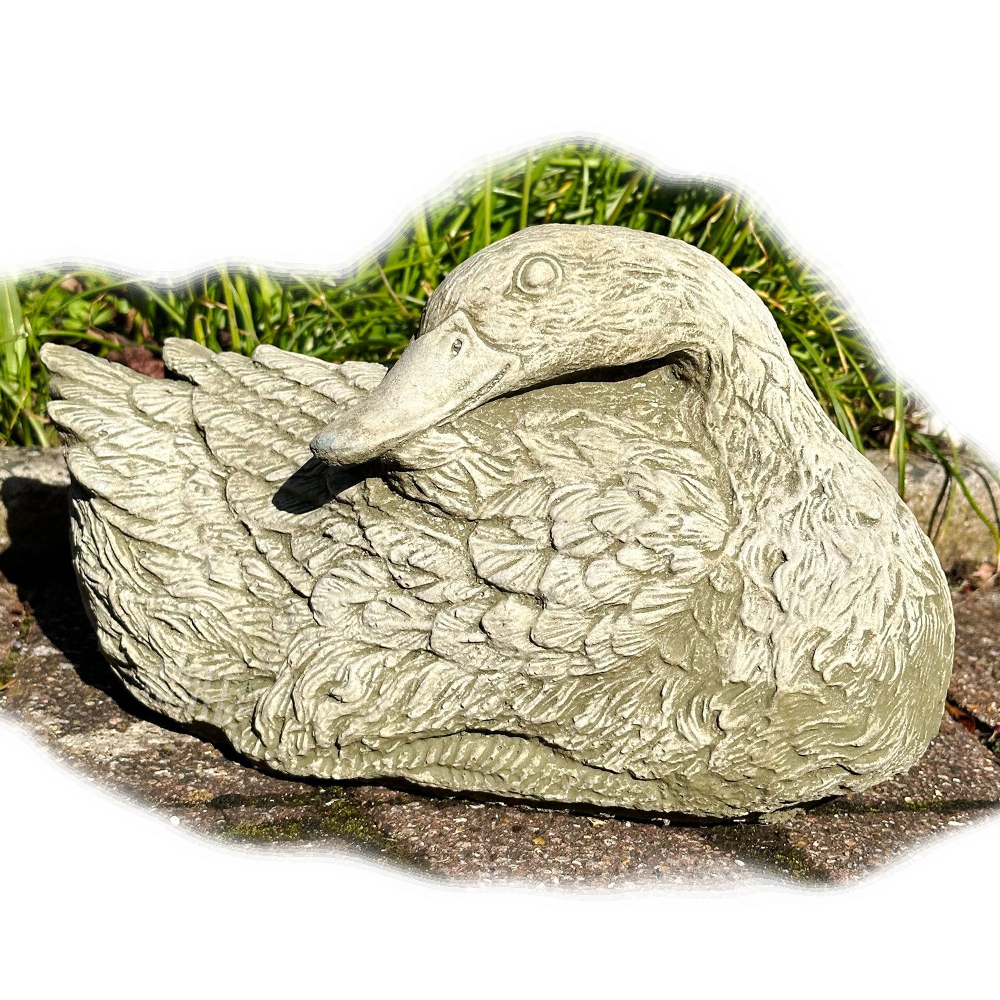 Stone Resting Duck Sculpture