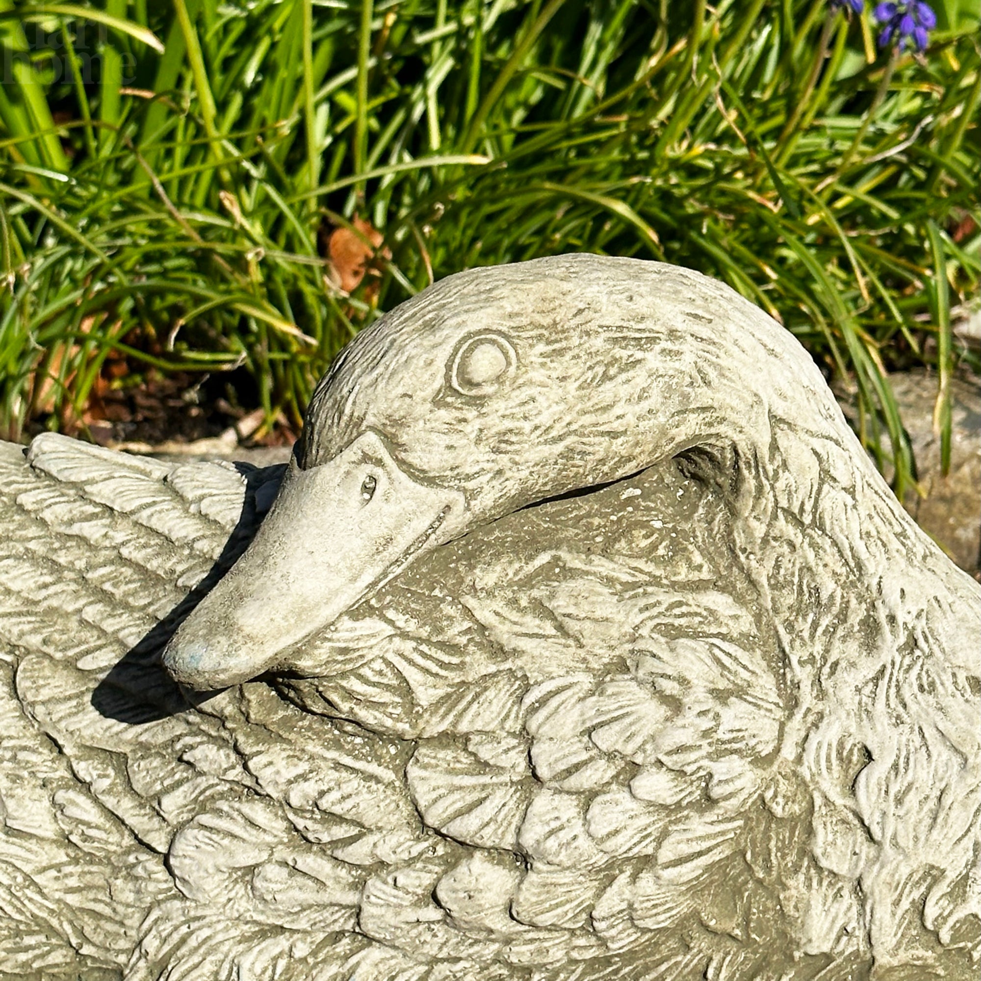 Stone Resting Duck Sculpture