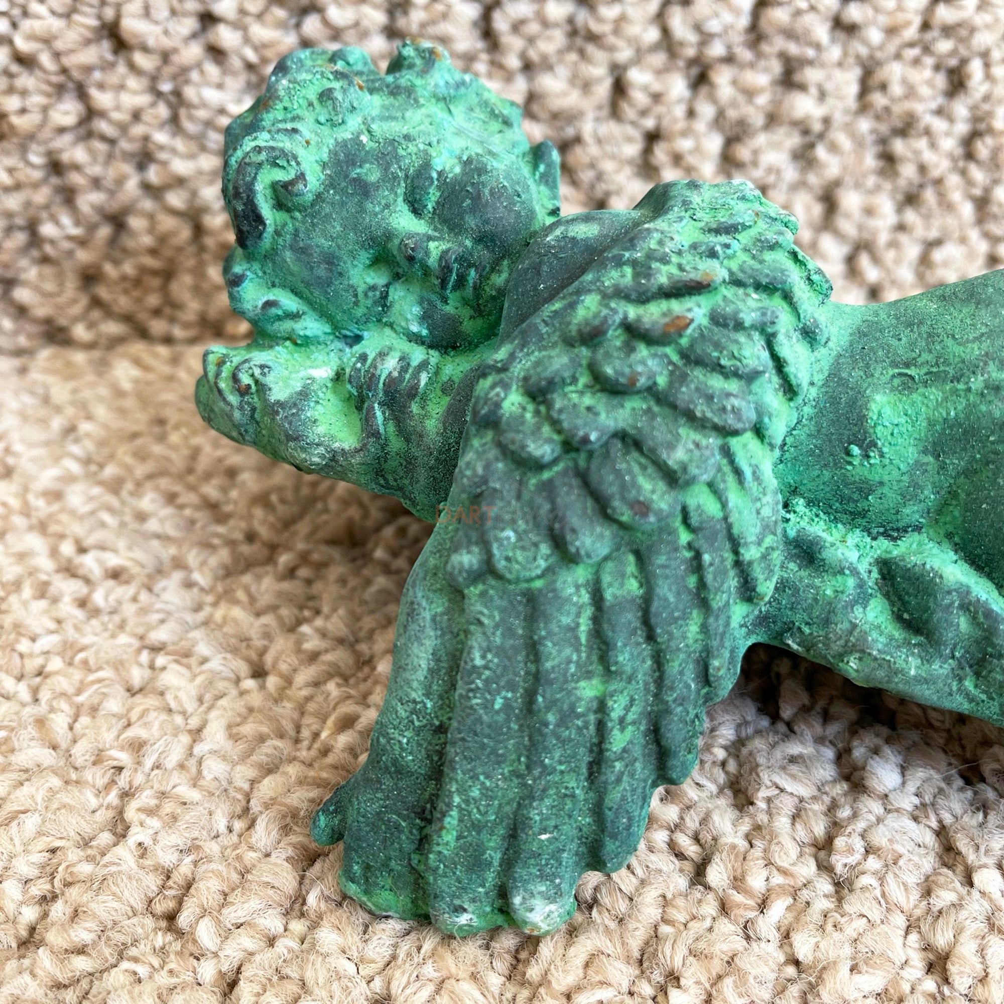 Verdigris Cast Iron Sleeping Cherub Ornament