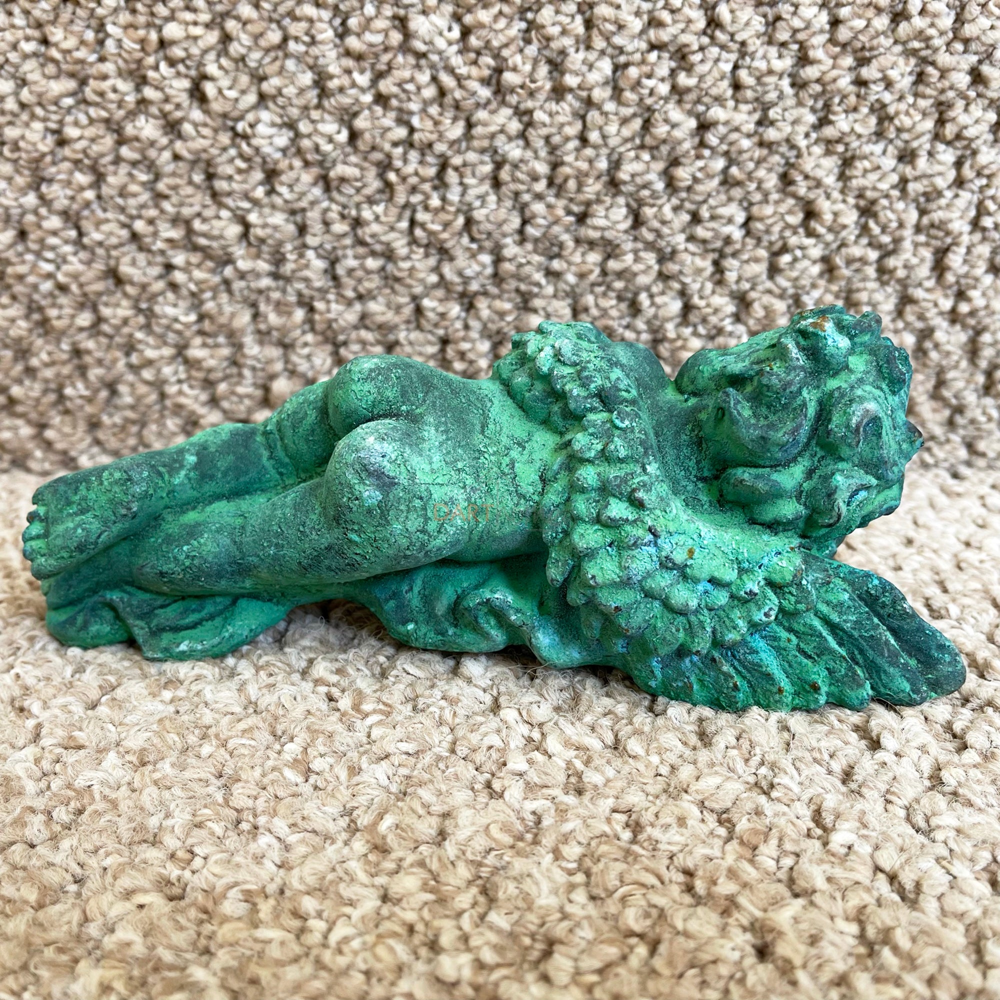 Verdigris Cast Iron Sleeping Cherub Ornament