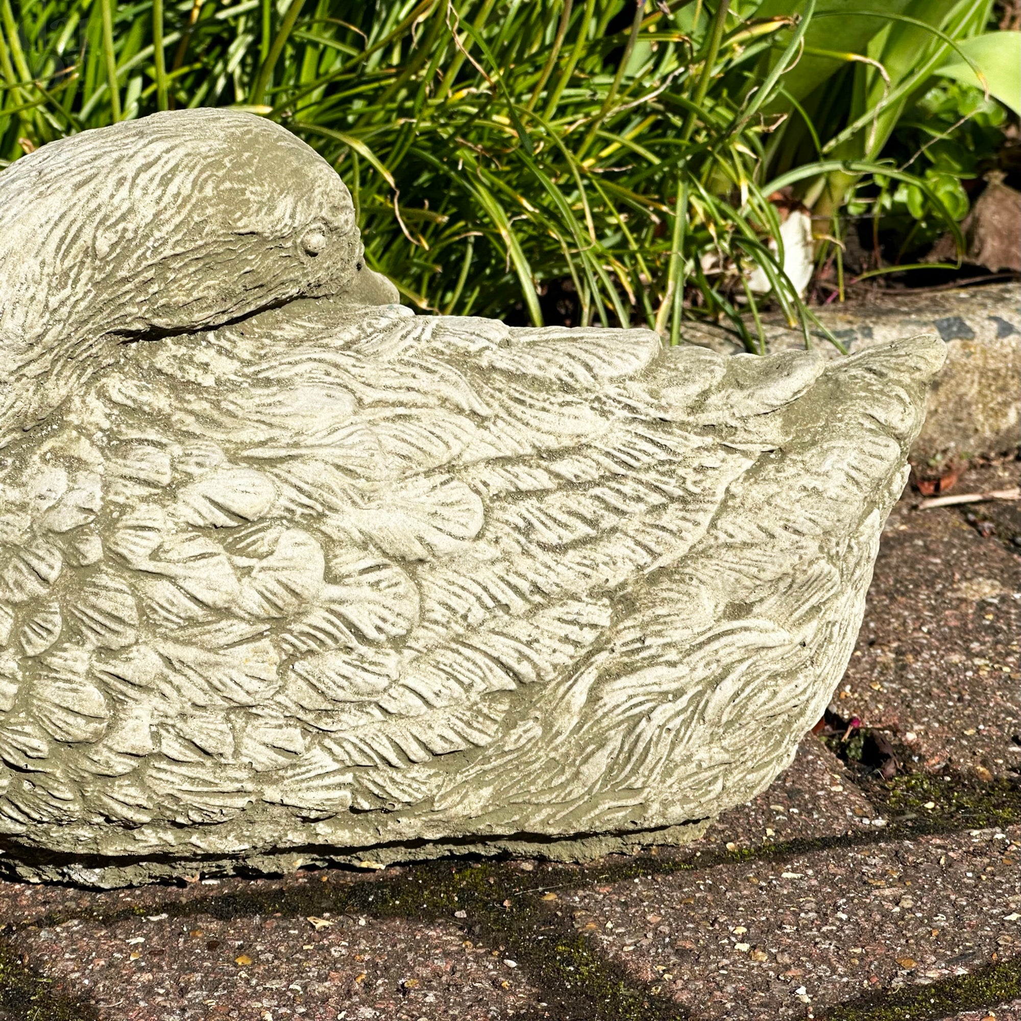 Stone Resting Duck Sculpture