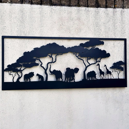 Afrikanische Safari-Savanna-Wandkunst aus Metall