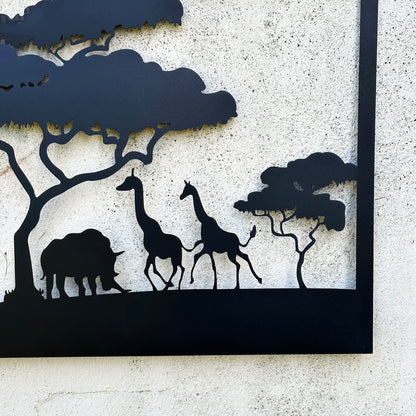 African Safari Savanna Metal Wall Art