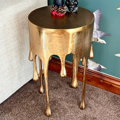 Gold Drip Side Table