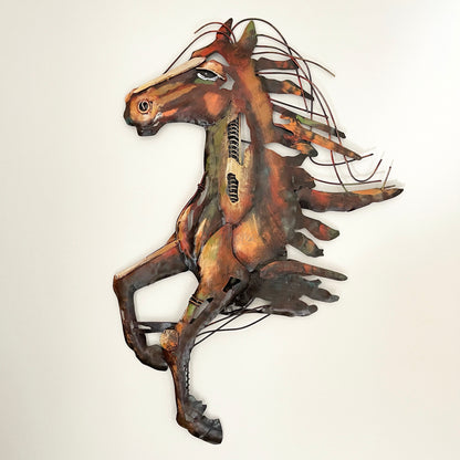 3D Sprinting Horse Metal Wall Art