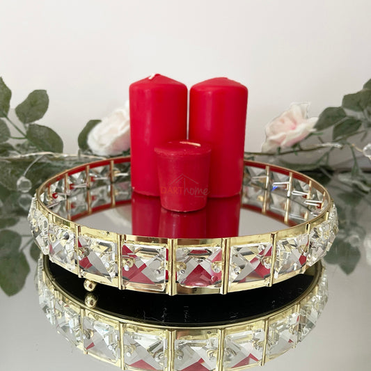 Gold Crystal Mirror Tray