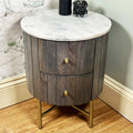 Marble Top Fluted Bedside Cabinet