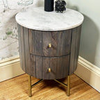 Marble Top Fluted Bedside Cabinet