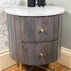 Marble Top Fluted Bedside Cabinet
