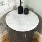 Marble Top Fluted Bedside Cabinet