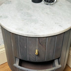 Marble Top Fluted Bedside Cabinet