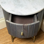 Marble Top Fluted Bedside Cabinet