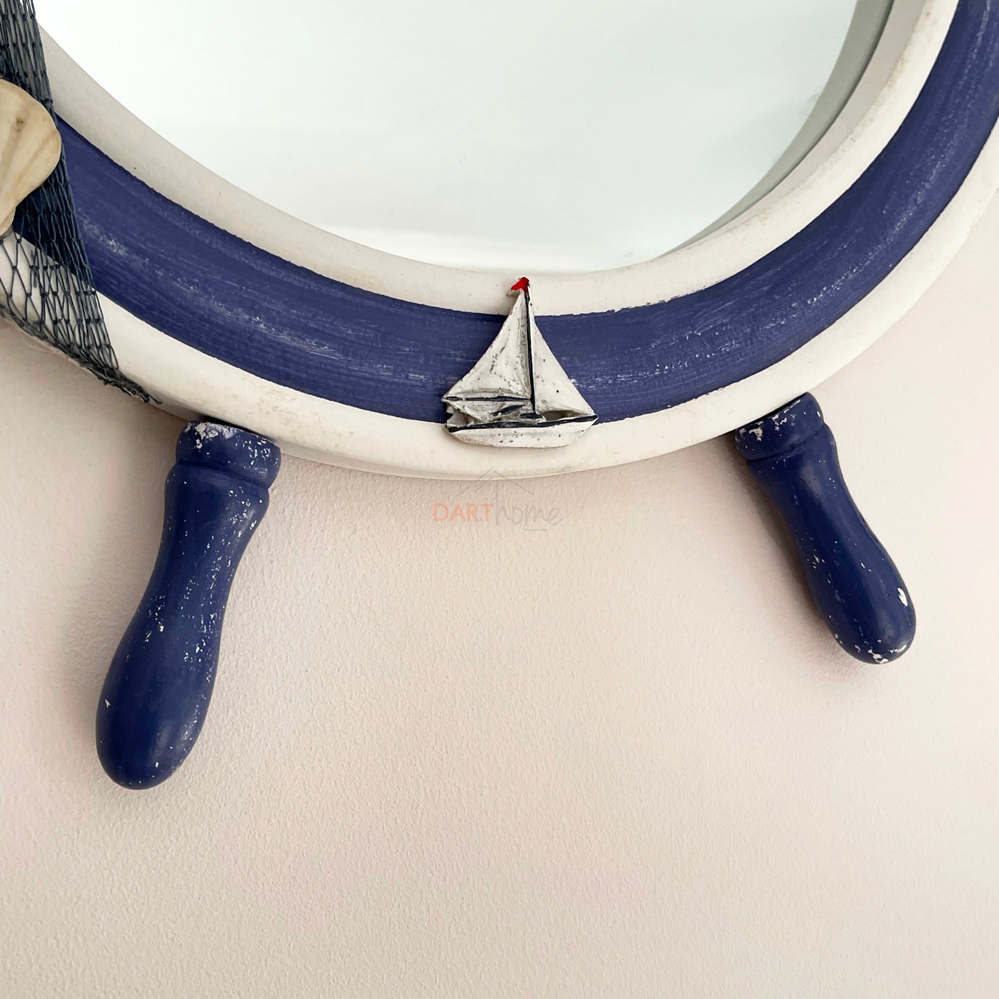 Wooden Ships Wheel Wall Mirror 60cm