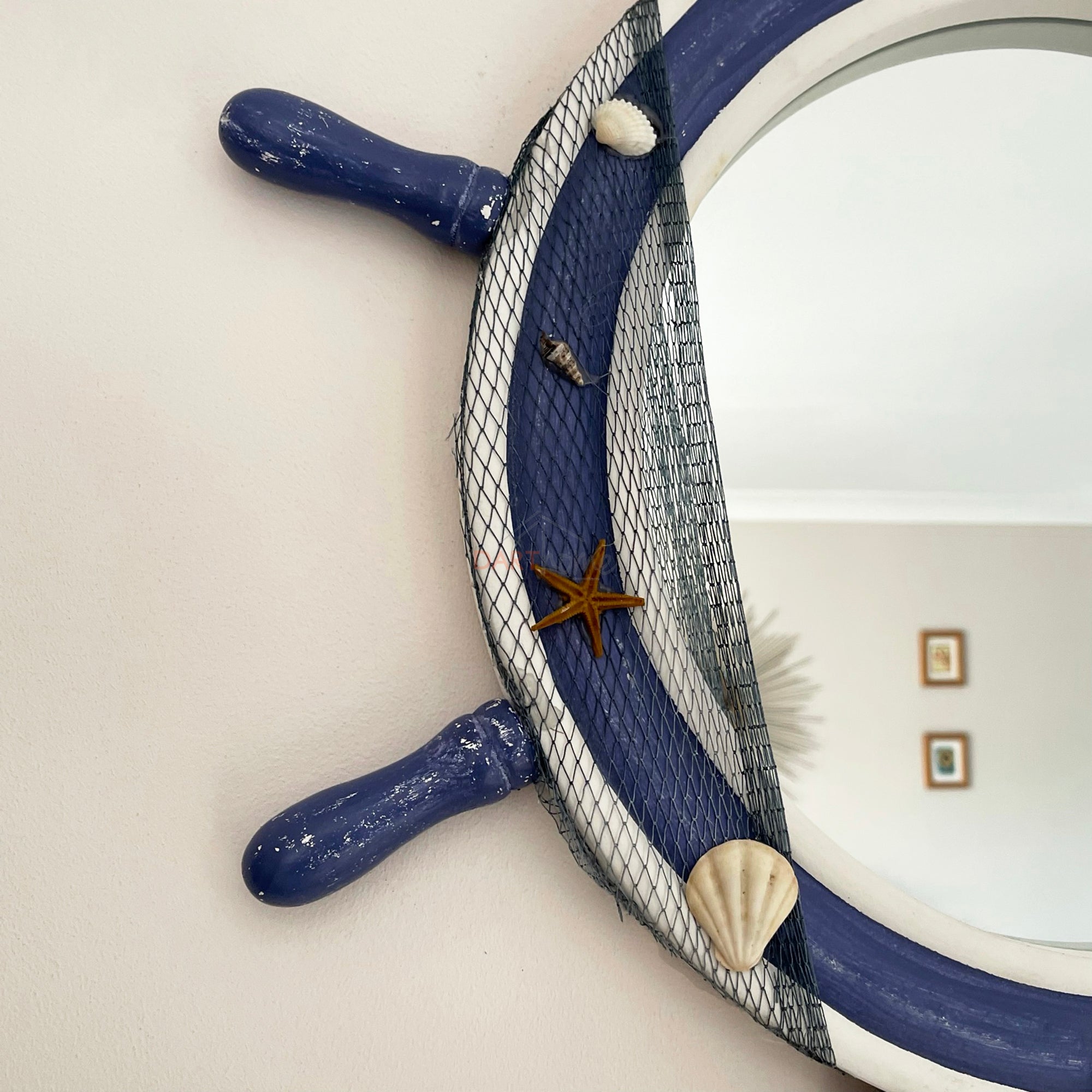 Wooden Ships Wheel Wall Mirror 60cm