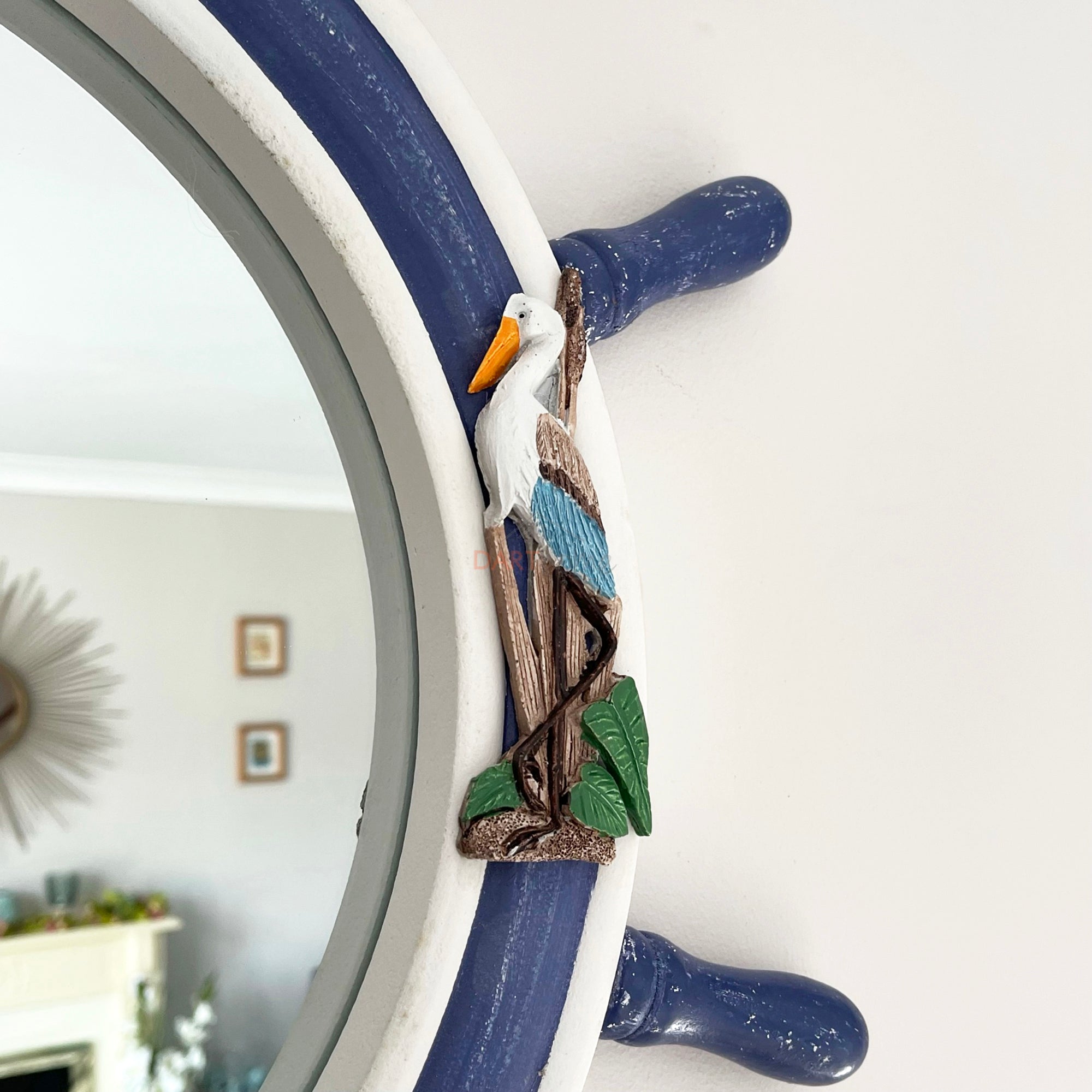 Wooden Ships Wheel Wall Mirror 60cm