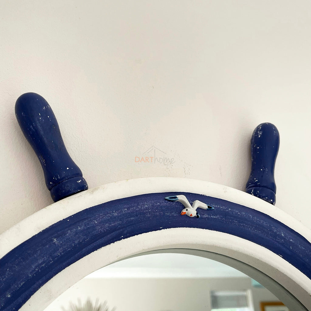 Wooden Ships Wheel Wall Mirror 60cm