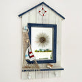 Wooden Beach Hut Nautical Bathroom Wall Mirror 2x Key Hooks
