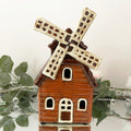 Brown Ceramic Dutch Windmill Ornament Gift 19cm