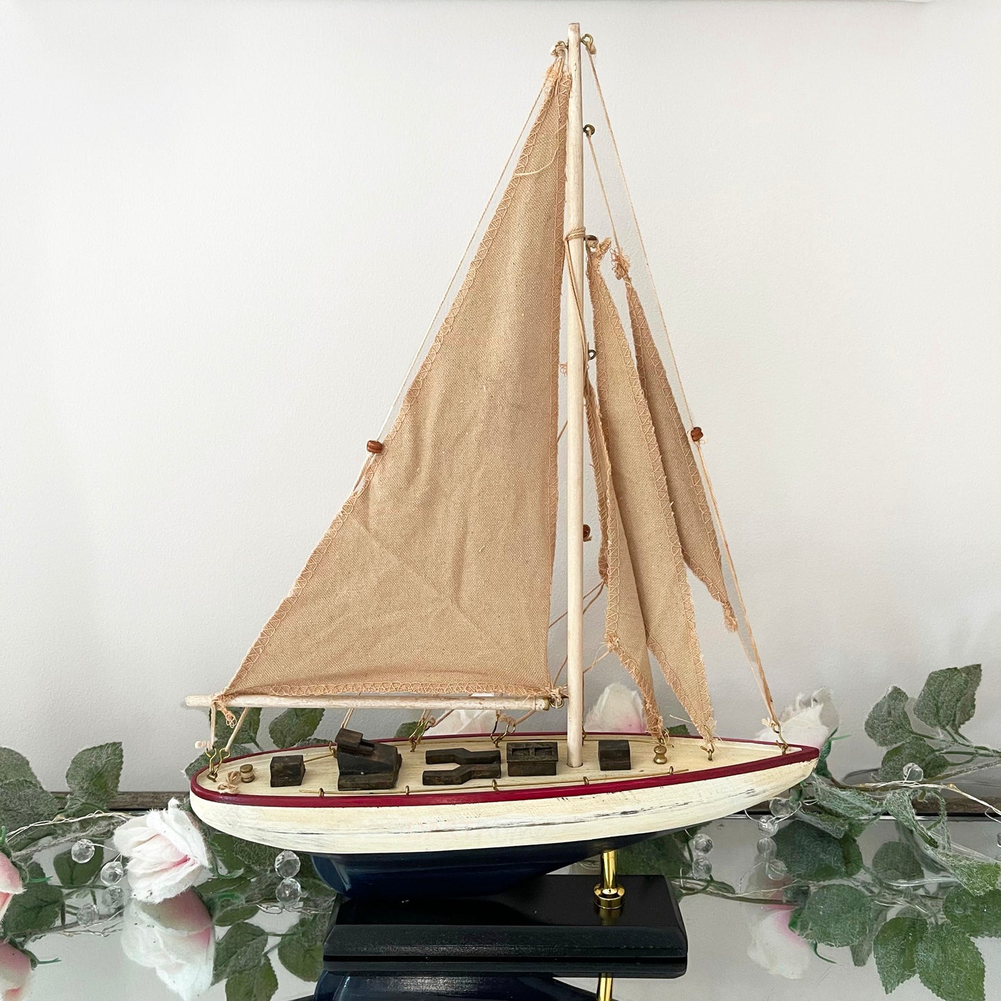 Wooden Racing Yacht Collectable Model Ornament 42cm