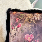 Boho-Blumensamt-Kissen mit Fransen