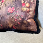 Boho-Blumensamt-Kissen mit Fransen
