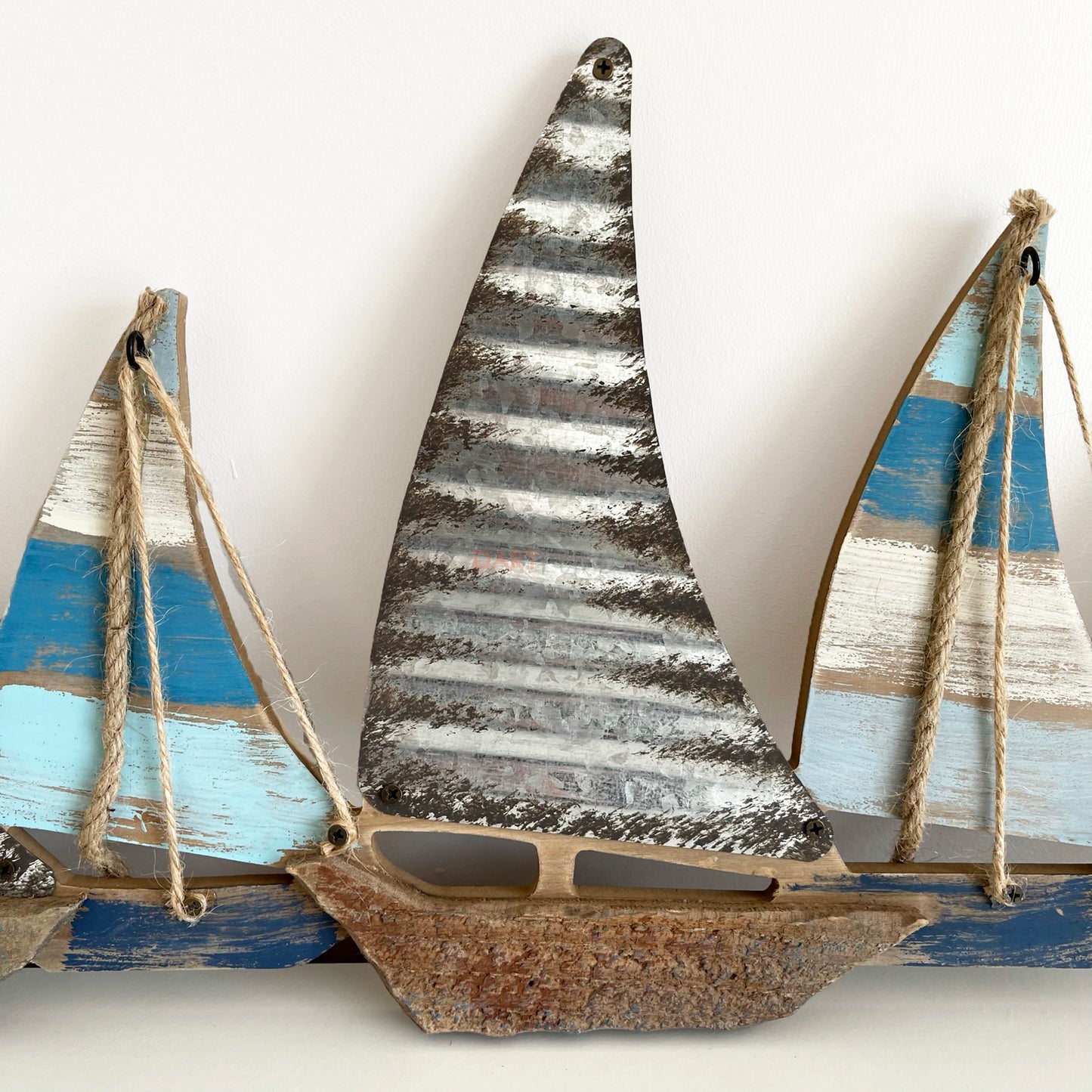 Wood & Metal Sailing Boat Wall Art 63cm