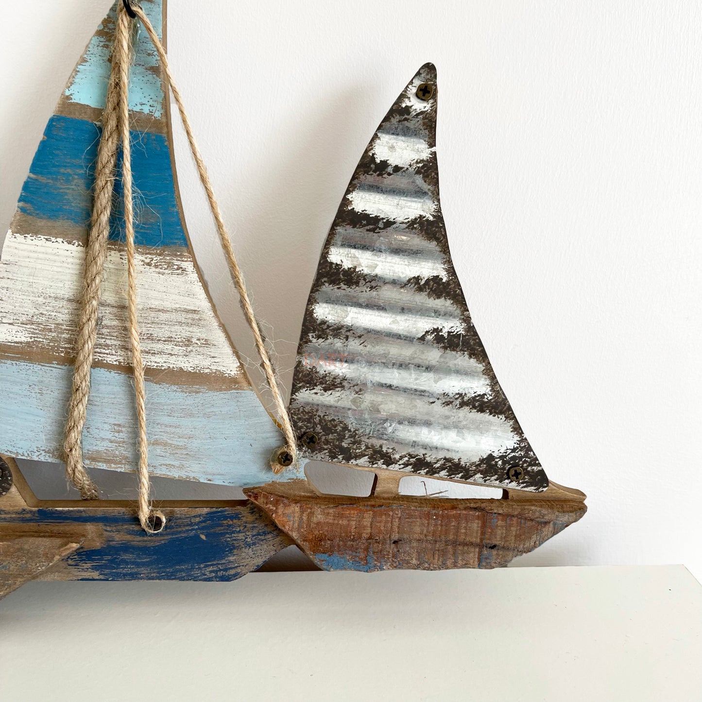 Wood & Metal Sailing Boat Wall Art 63cm