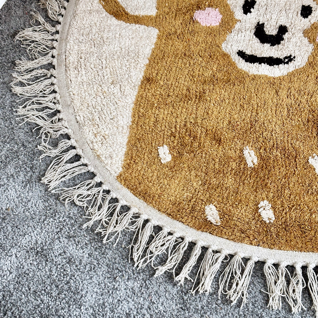 Tufted Cotton Monkey Floor Rug With Tassels