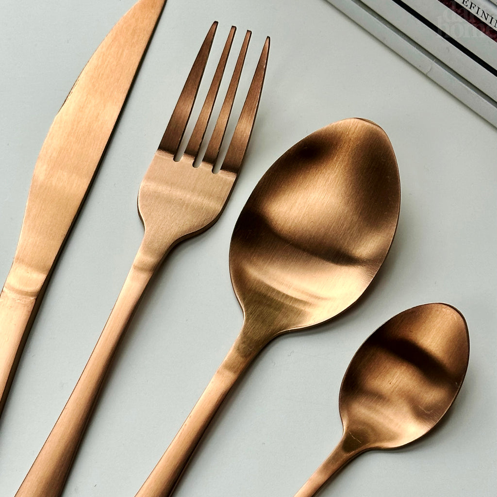 Copper Stainless Steel 16 Piece Cutlery Set