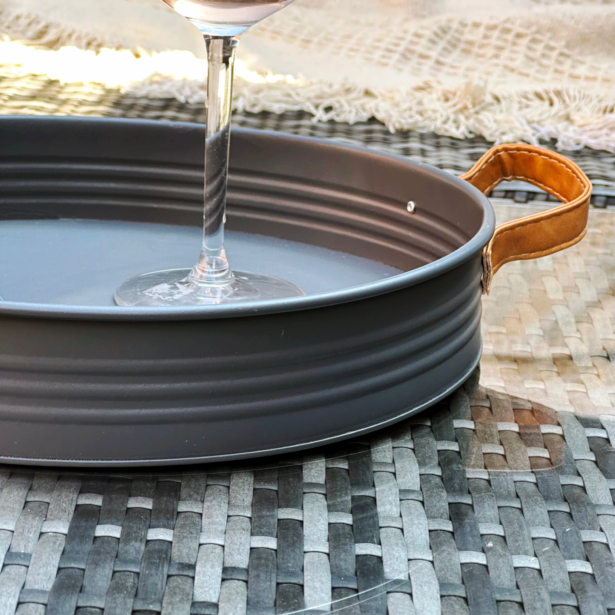 Round Charcoal Grey Serving Tray