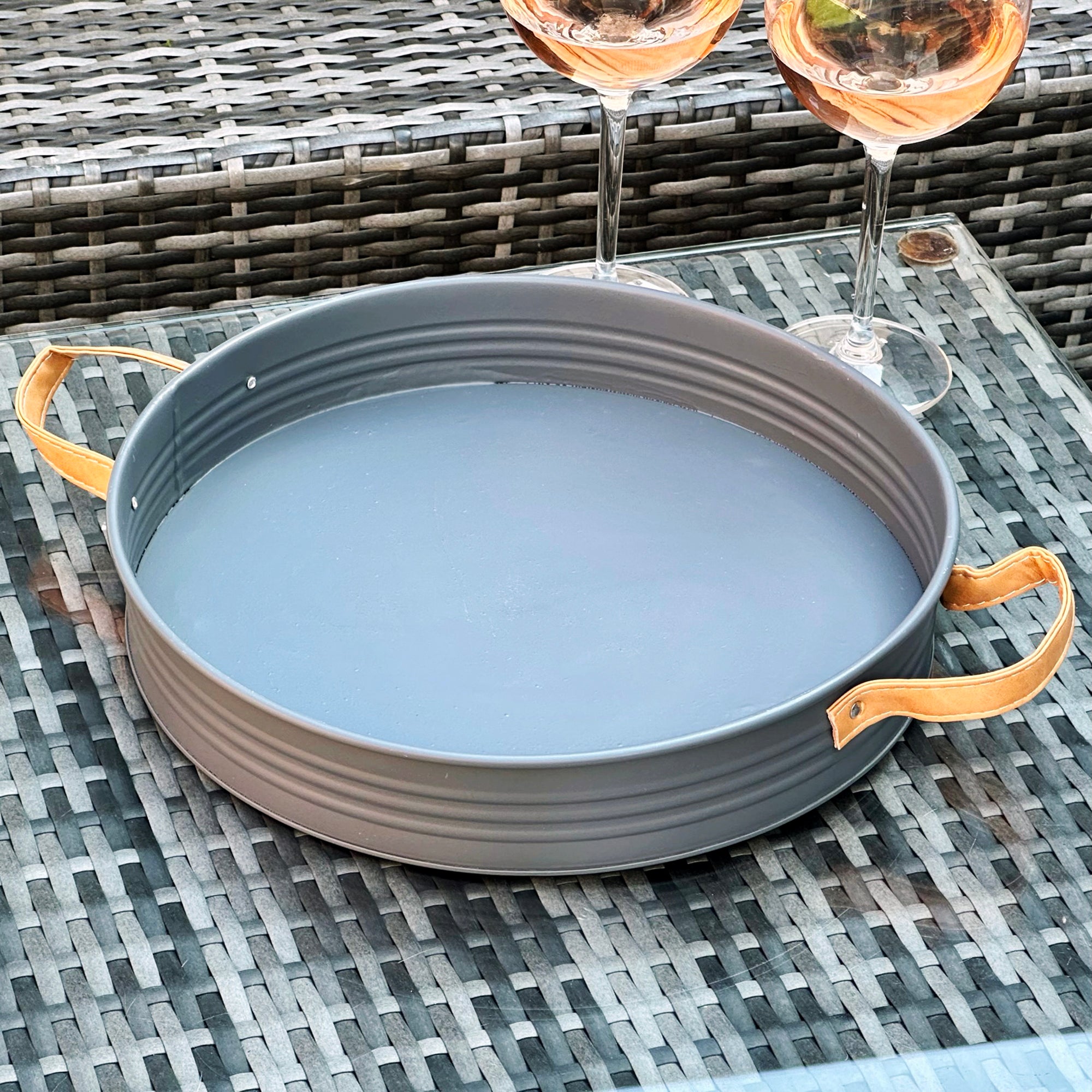 Round Charcoal Grey Serving Tray