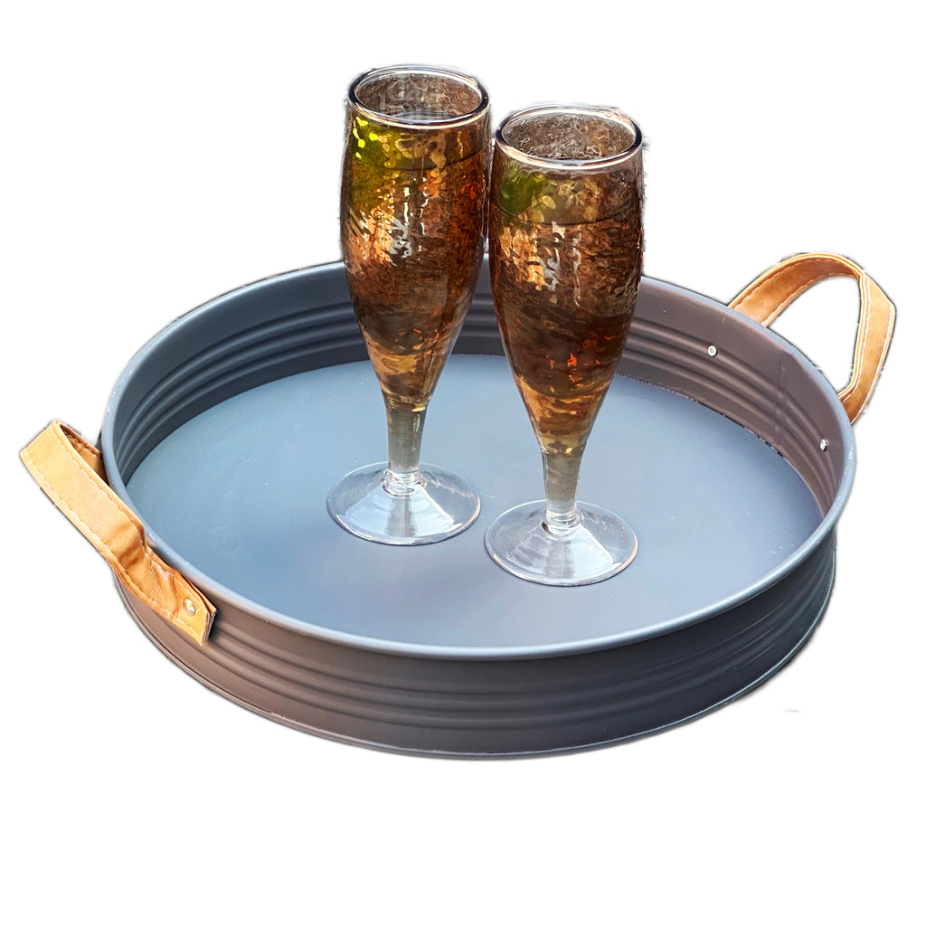 Round Charcoal Grey Serving Tray