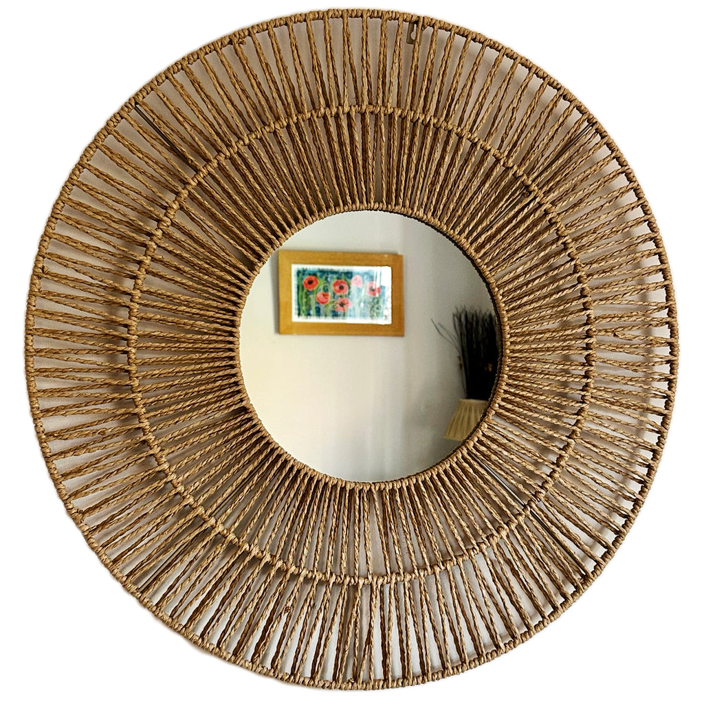 Woven Paper Rope Wall Mirror 70cm x 70cm
