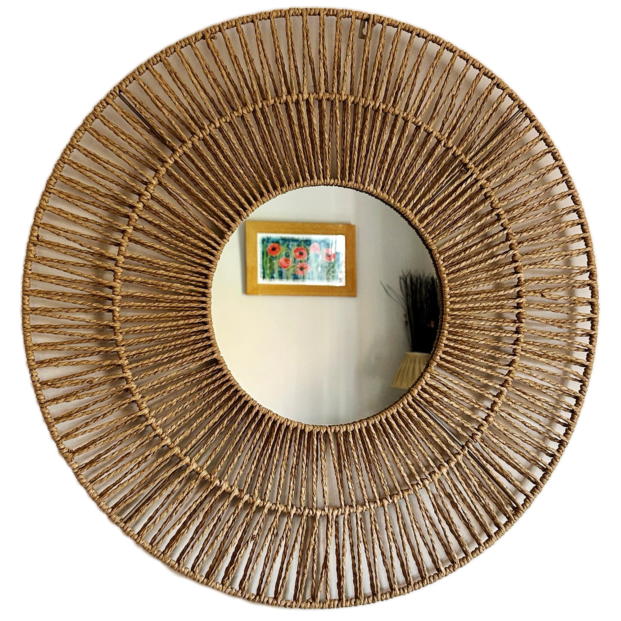 Woven Paper Rope Wall Mirror 70cm x 70cm