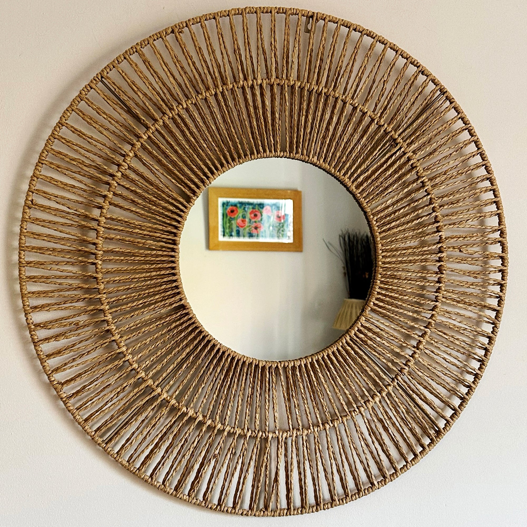 Woven Paper Rope Wall Mirror 70cm x 70cm