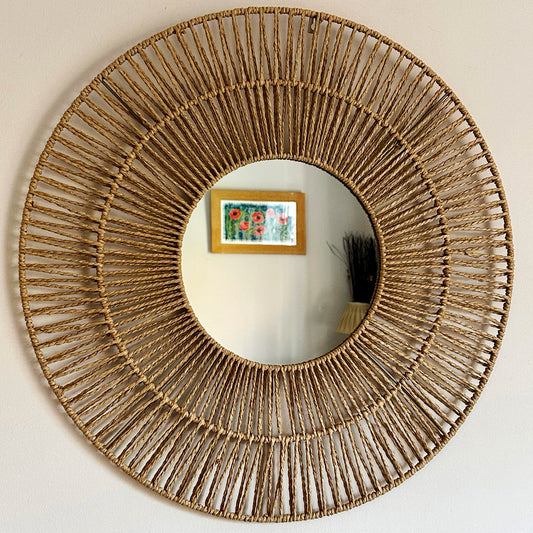Woven Paper Rope Wall Mirror 70cm x 70cm