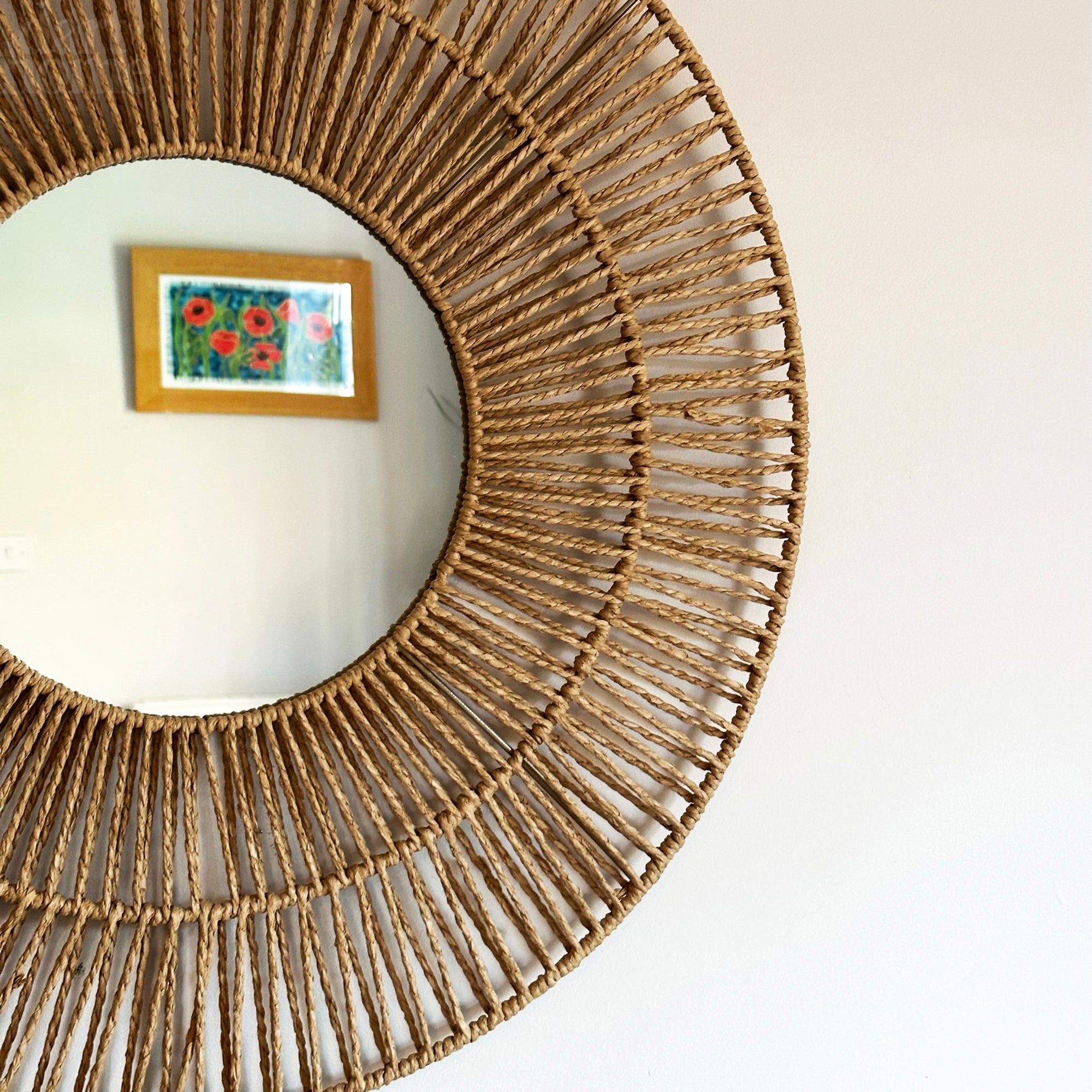 Woven Paper Rope Wall Mirror 70cm x 70cm