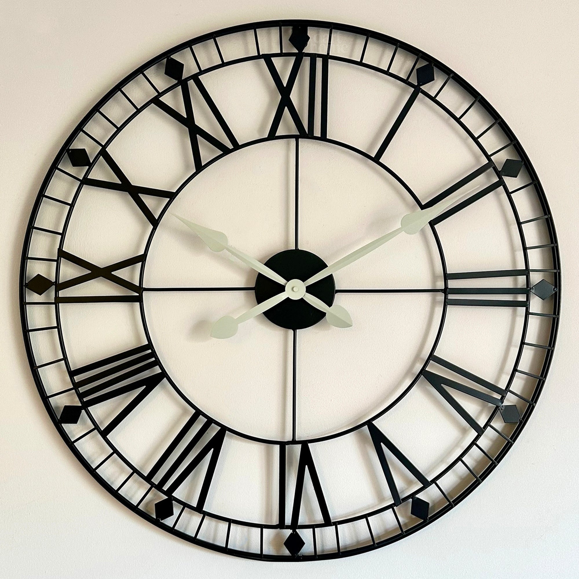 Black Metal Skeleton 75cm Wall Clock