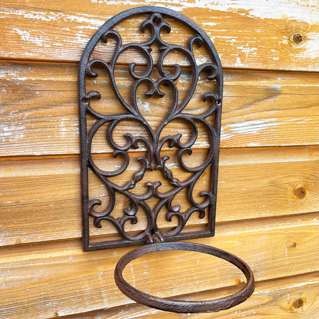 wall mounted wrought iron plant pot holders Darthome Cast Iron Wall Pot Holder
