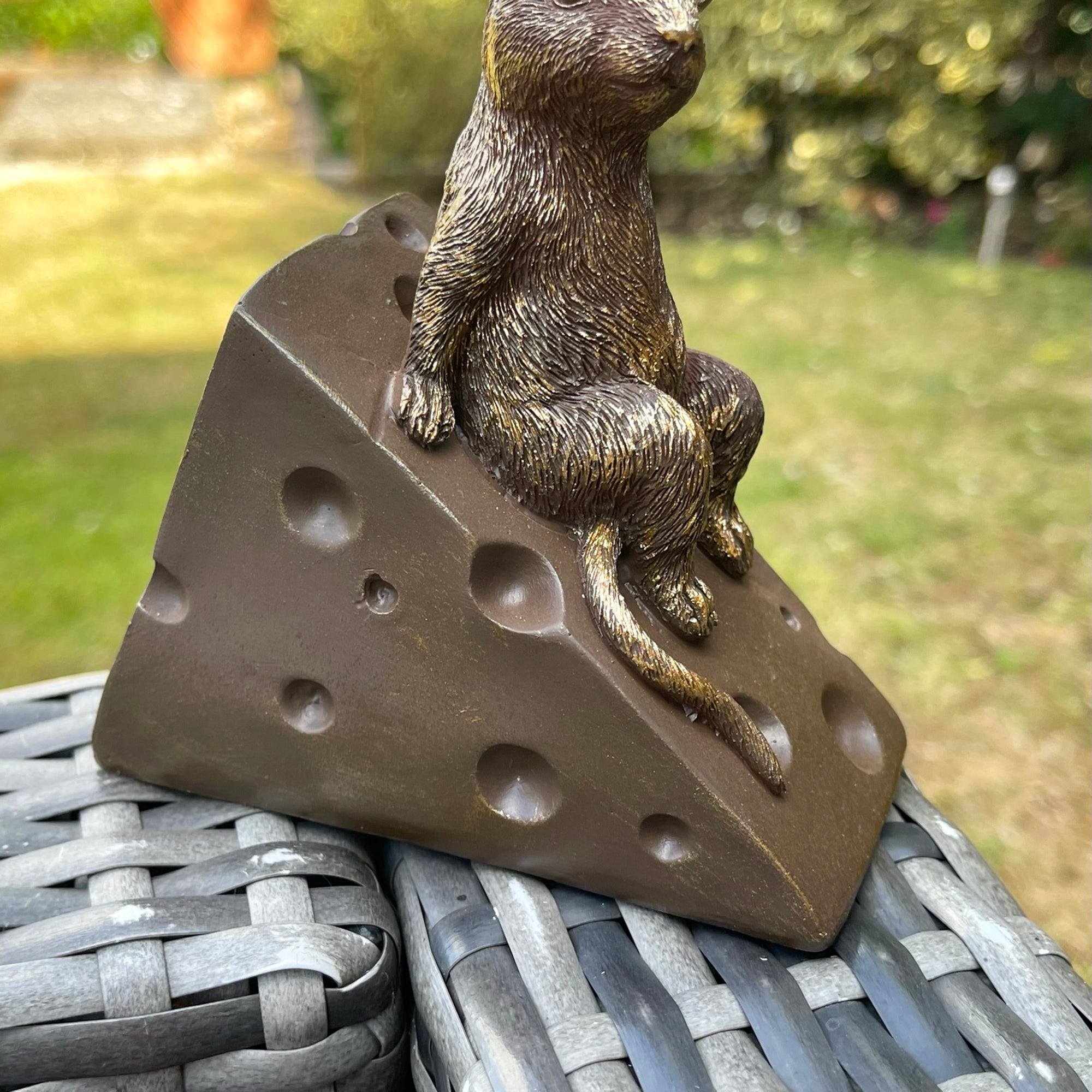 Gold Mouse On Cheese Ornament 12cm