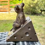 Goldene Maus auf Käse-Ornament, 12 cm