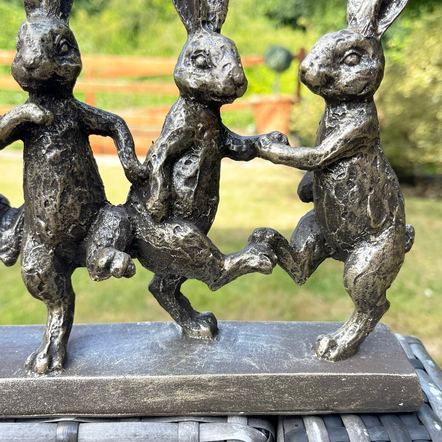 Antique Gold Five Dancing Hares Sculpture