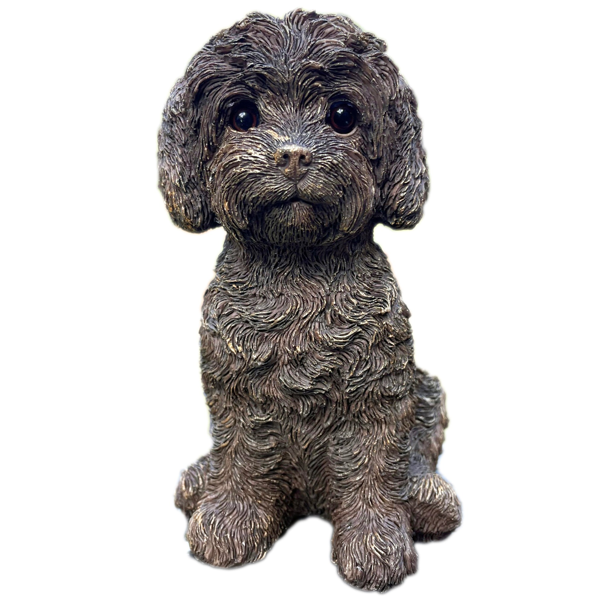Goldfarbenes Labradoodle-Hundeornament aus Kunstharz