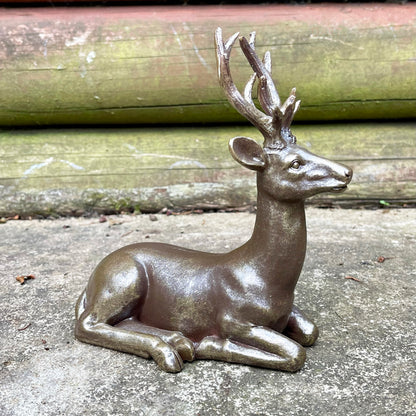 Antique Gold Stag Ornaments Set Of 2