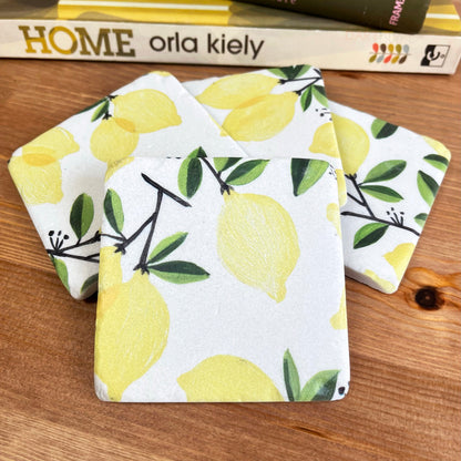 Set Of 4 Resin Lemon Tree Coasters